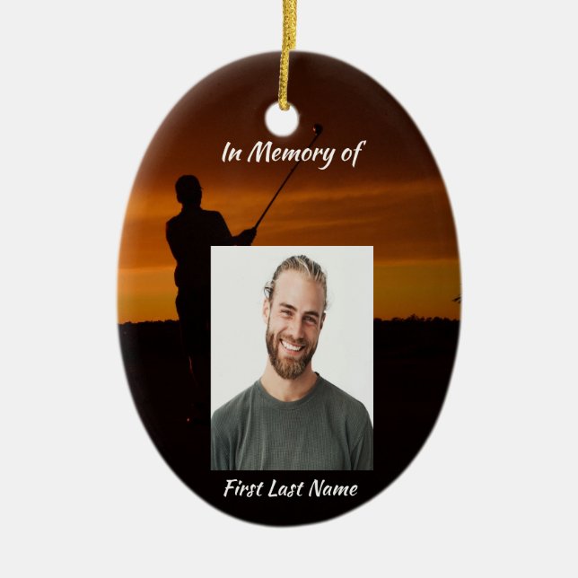 Ornamento De Cerâmica Memorial Keepsaame Golfer Golfe (Frente)