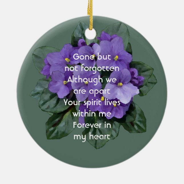 Ornamento De Cerâmica Memorial Keepsake African Violet (Traseira)