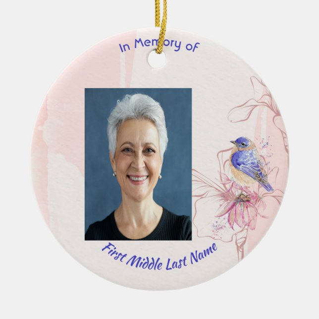 Ornamento De Cerâmica Memorial Keepsake  Bluebird Garden  (Frente)