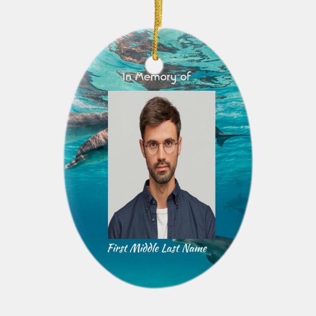 Ornamento De Cerâmica Memorial  Keepsake Dolphins Underwater Ocean (Frente)