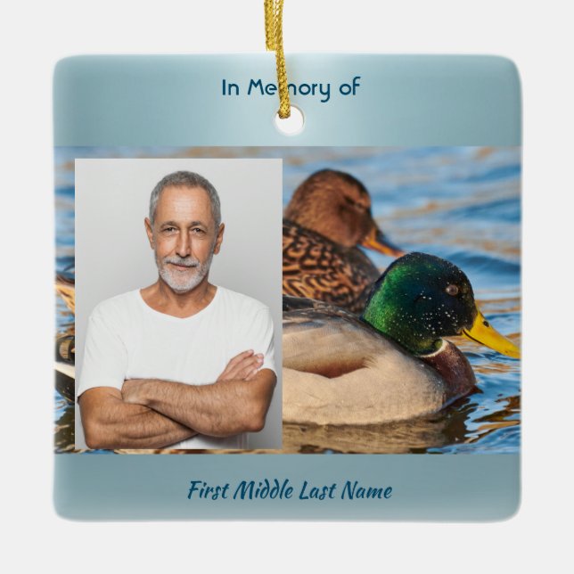 Ornamento De Cerâmica Memorial Keepsake Mallard Ducks Bird (Frente)