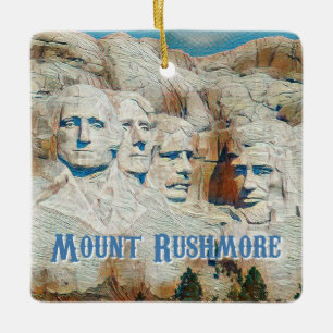 Ornamento De Cerâmica Memorial Nacional do Monte Rushmore estilizado