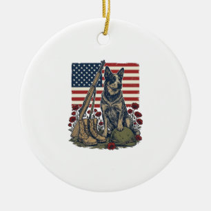 Ornamento De Cerâmica Memorial Patriótico Blue Heeler Gravura Vintage S