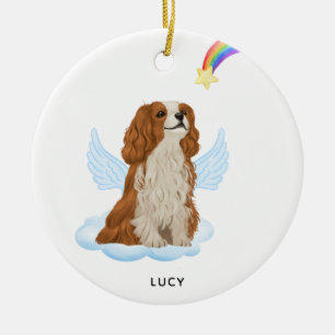 Ornamento De Cerâmica Memorial Personalizado de Cães do Anjo do Espanhol