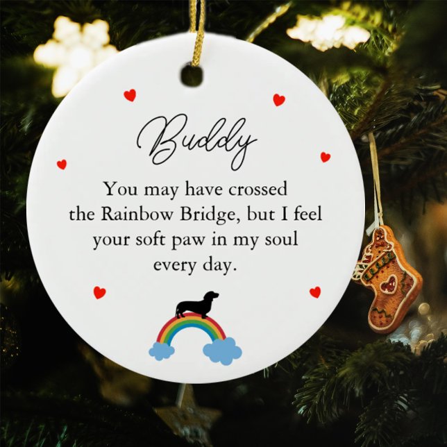 Ornamento De Cerâmica Memorial Personalizado de Dachhund Cachorro (Criador carregado)