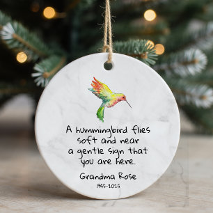 Ornamento De Cerâmica Memorial Personalizado de Dizendo Hummingbird