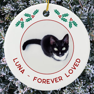 Ornamento De Cerâmica Memorial Personalizado de Natal para Gato de Estim