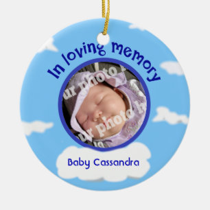 Ornamento De Cerâmica Memorial personalizado do bebê do céu foto feita