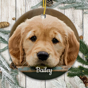 Ornamento De Cerâmica Memorial Personalizado do Pet Photo Dog Lover