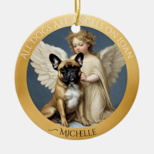 Ornamento De Cerâmica Memorial Personalizado por Angel Bulldog Francês