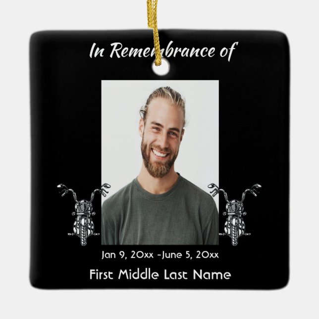 Ornamento De Cerâmica Memorial Photo Motorcycle Biker (Frente)