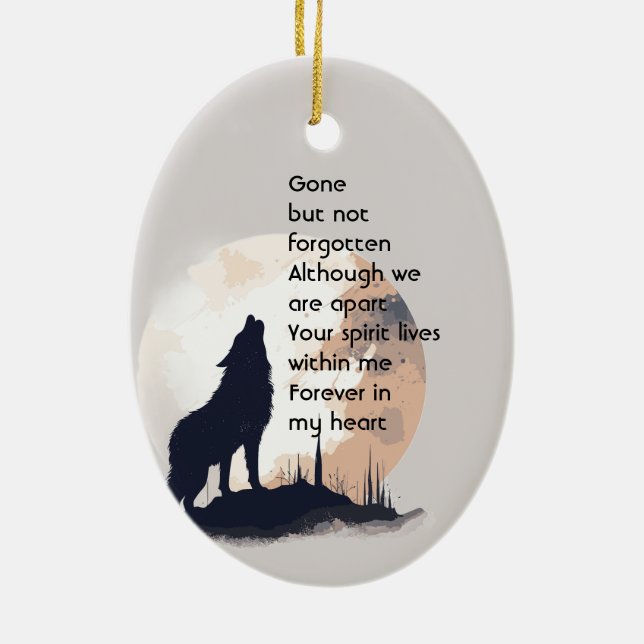 Ornamento De Cerâmica Memorial Prayer Lone Wolf Howling (Verso)