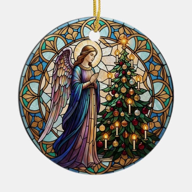 Ornamento De Cerâmica Memorial Praying Angel In Loving Memory Photo (Frente)