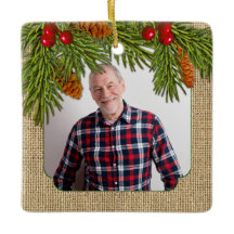 Memorial Rustic Burlap Pine Boughs Foto do Natal