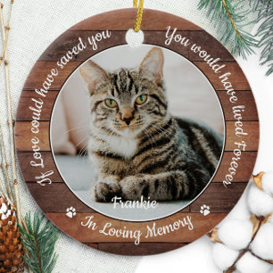 Ornamento De Cerâmica Memorial Rustic Pet Cat 2 Foto Simpatia
