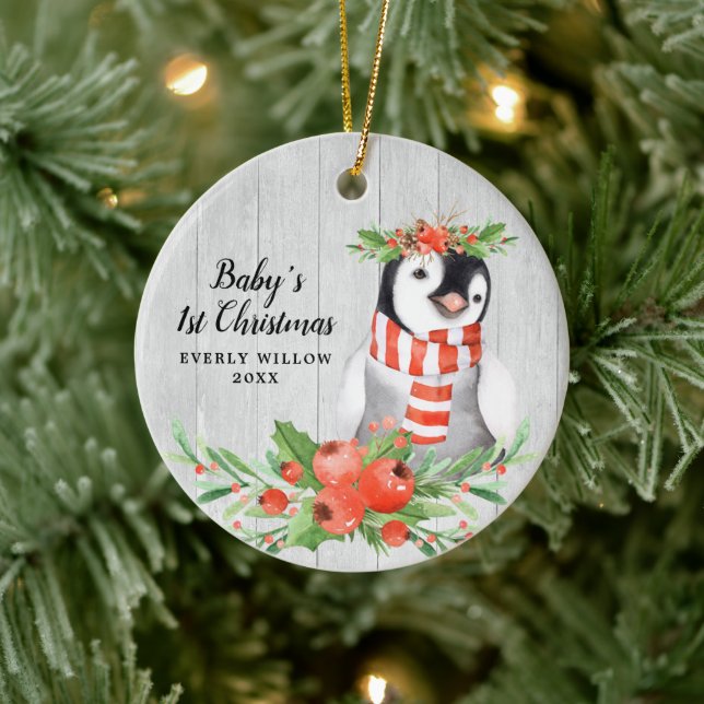 Ornamento De Cerâmica Menina 1rua de Natal Personalizada Pinguim Cute (Árvore)