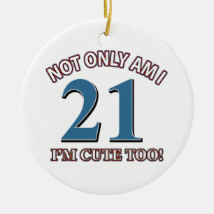 Ornamento De Cerâmica Menina 21 do aniversário