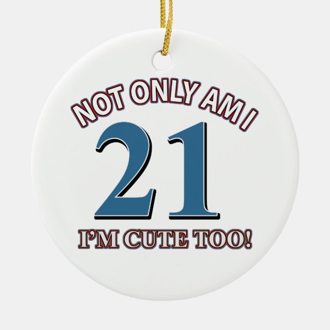 Ornamento De Cerâmica Menina 21 do aniversário (Frente)