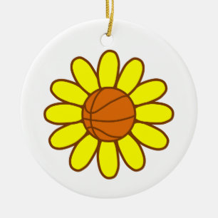 Ornamento De Cerâmica Menina amarela do basquetebol