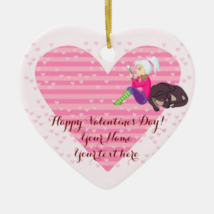 Ornamento De Cerâmica Menina apaixonada