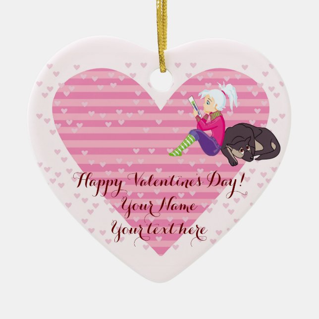 Ornamento De Cerâmica Menina apaixonada (Frente)