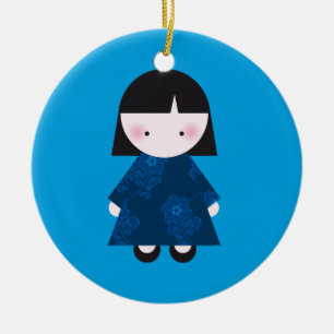 Ornamento De Cerâmica Menina chinesa bonito
