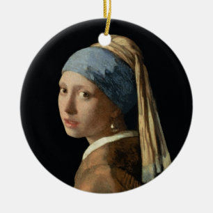 Ornamento De Cerâmica Menina com um brinco da pérola, c.1665-6 (óleo e