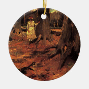 Ornamento De Cerâmica Menina de Branco nos Bosques por Vincent van Gogh