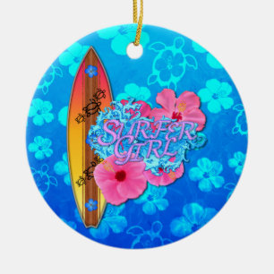 Ornamento De Cerâmica Menina do surfista