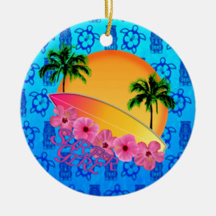 Ornamento De Cerâmica Menina do surfista