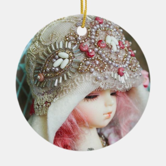 Ornamento De Cerâmica Menina do Victorian (Frente)
