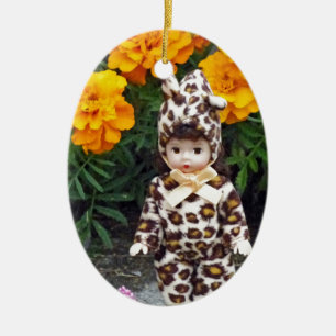 Ornamento De Cerâmica Menina Leopardo