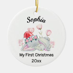 Ornamento De Cerâmica Menina Personalizada Meu Primeiro Natal 2023