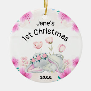 Ornamento De Cerâmica Menina Personalizada no Primeiro Natal de 2021