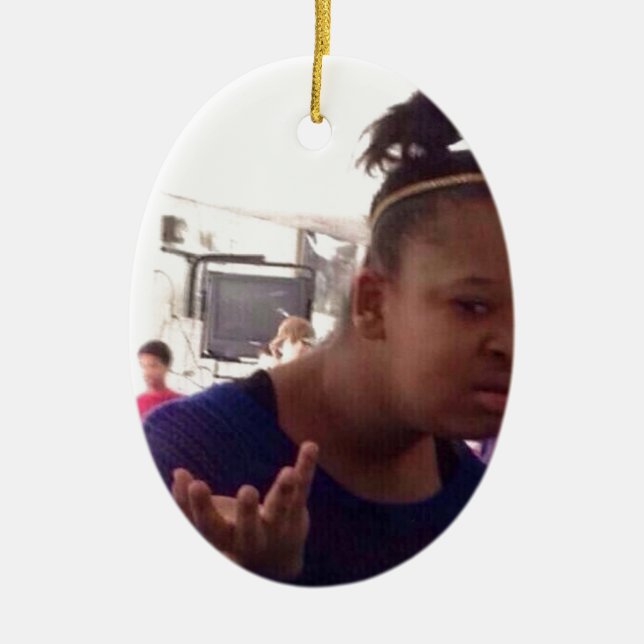 Ornamento De Cerâmica Menina preta que meme (Frente)