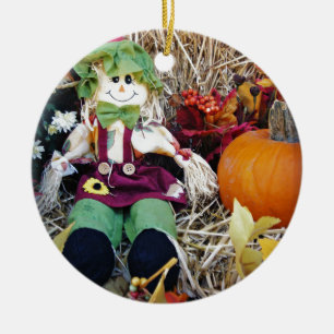 Ornamento De Cerâmica Menina Scarecrow