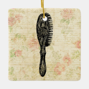 Ornamento De Cerâmica Meninas Clássicas Ilustradas Arte Floral Pincel C