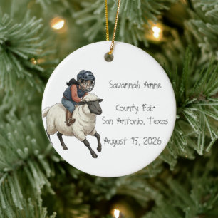Ornamento De Cerâmica Meninas de Rodeio Personalizadas de Mutton Bustin