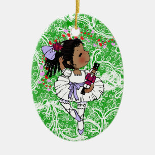 Ornamento De Cerâmica Meninas do afro-americano das bailarinas adorávei