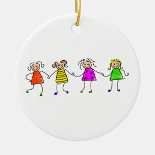 Ornamento De Cerâmica Meninas felizes