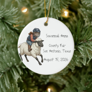 Ornamento De Cerâmica Meninas Personalizadas de Rodeio de Mutton Bustin
