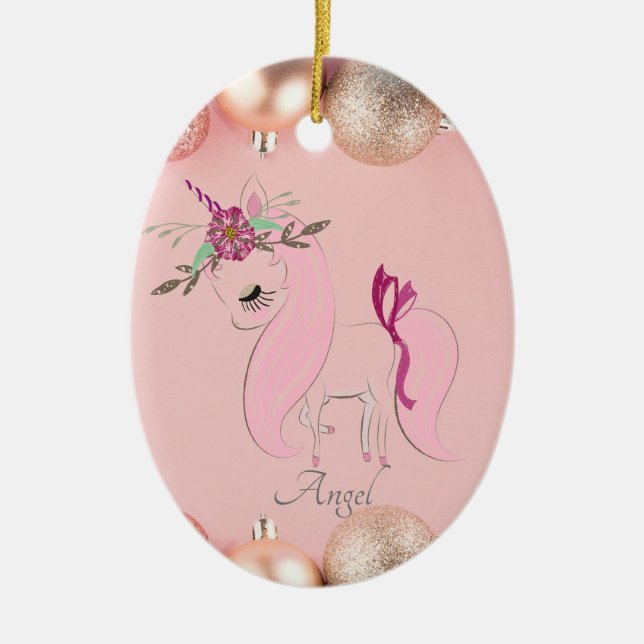 Ornamento De Cerâmica Meninas Personalizadas Personalizadas Cavalo Unicó (Frente)