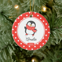 Meninas Pinguins de Patinação Adorno de Natal