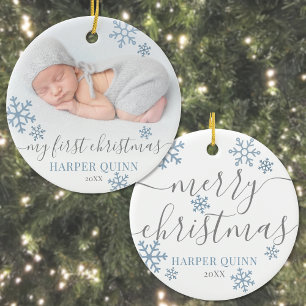 Ornamento De Cerâmica Menino Bebê Meu Primeiro Natal Foto