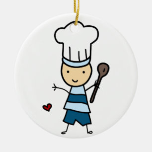 Ornamento De Cerâmica Menino Chef