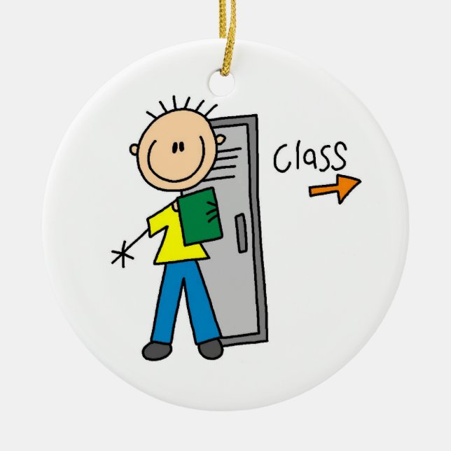 Ornamento De Cerâmica Menino na escola (Frente)