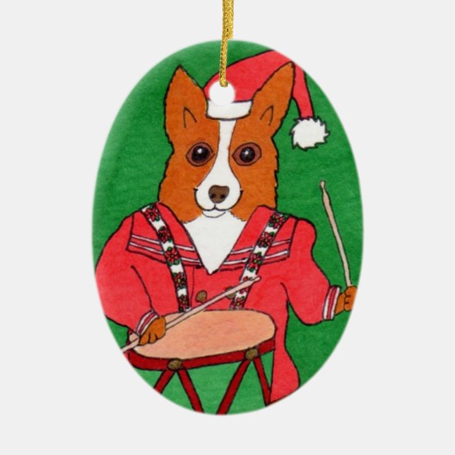 Ornamento De Cerâmica Menino pequeno do baterista (Frente)