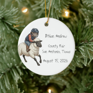 Ornamento De Cerâmica Menino Personalizado de Mutton Bustin