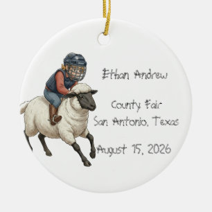 Ornamento De Cerâmica Menino Personalizado de Mutton Bustin