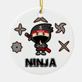Ornamento De Cerâmica Menino preto de Ninja